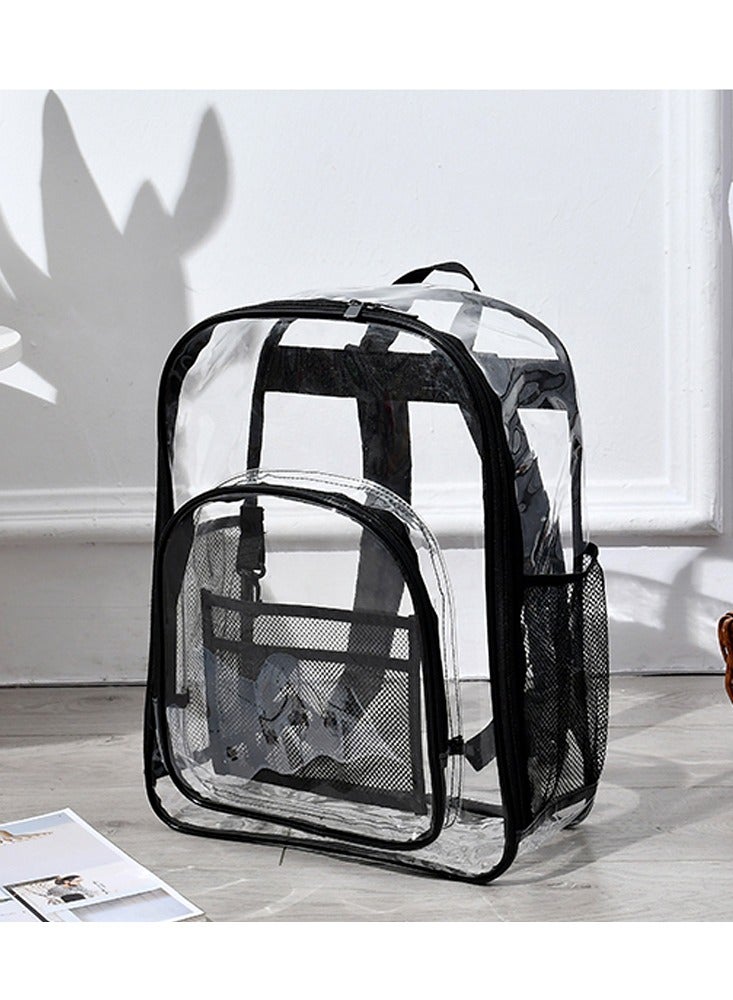 CATANES Clear Backpack, Heavy Duty Through Bookbag for Women and Men,Transparent Backpacks /Black - Image 4