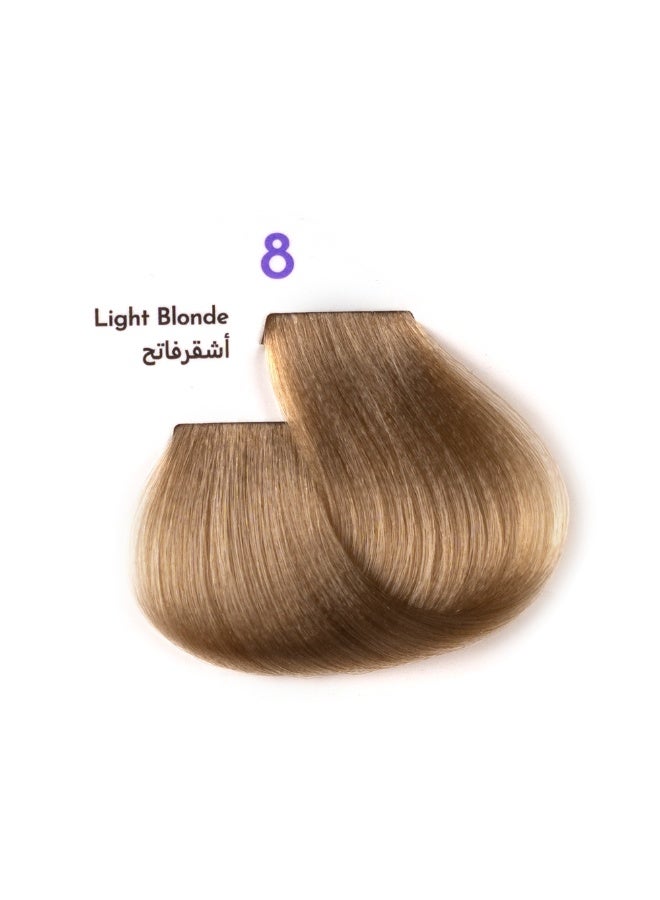 1B Hair Color Cream #8 Light Blonde – Permanent Hair Dye with Tress Tones Tyrosine Complex | 100ml | Natural Golden Blonde Pigment | Long-Lasting Shine & Softness for Blonde Hair - Image 1