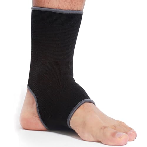 NEOTech Care Ankle Support Sleeve (1 Unit) - Open Heel, Light, Elastic & Breathable Knitted Fabric - Medium Compression - For Men, Women, Kids - Right or Left Foot - Black Color (Size L) - Image 1