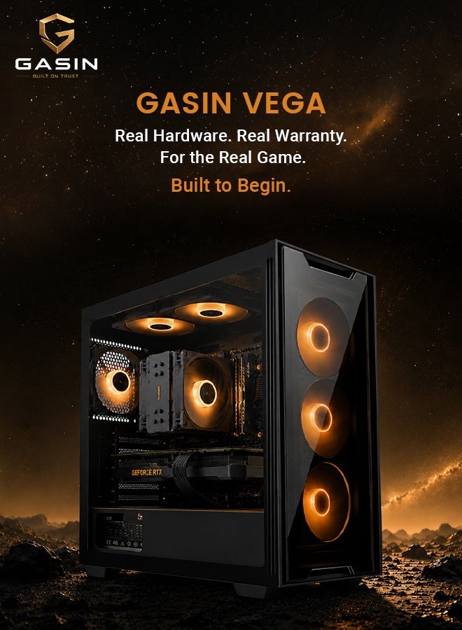 GASIN Vega Gaming PC, Intel Core i5-12400F, NVIDIA GeForce RTX 4060 8GB, 16GB DDR4 RAM, 512GB NVMe M.2 SSD, 4 ARGB Fans black - Image 2