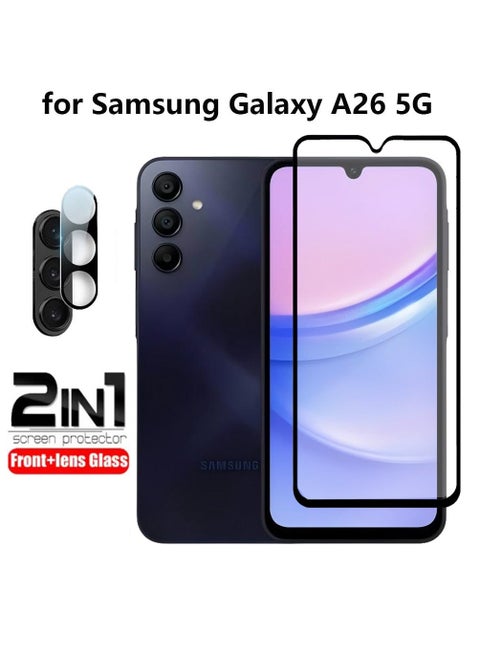 2 in 1 for Samsung Galaxy A26 5G Tempered Glass Screen Protector with Camera Lens Film, HD Tempered Glass Film, Anti Scratch Screen Protector Film