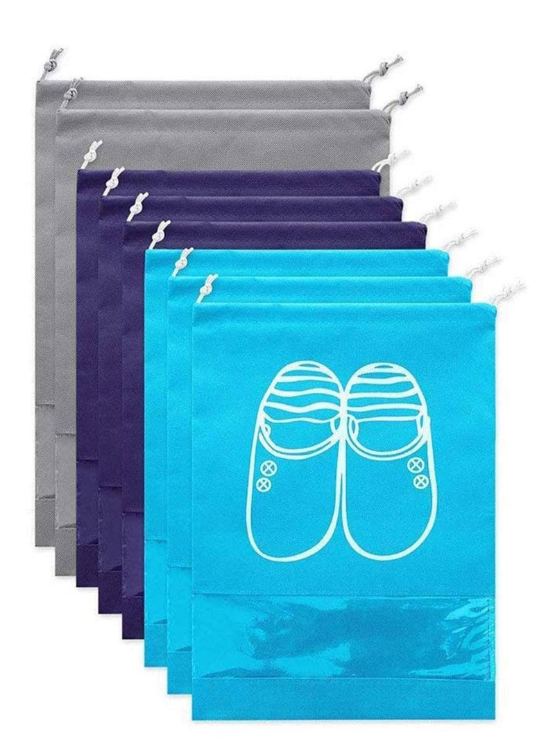 SYOSI 8Pcs Shoe Bags, Portable Travel Shoe Bag Pouch Organiser Storage Bags Space Saving for Shoes Boots(3 Colour) - Image 1