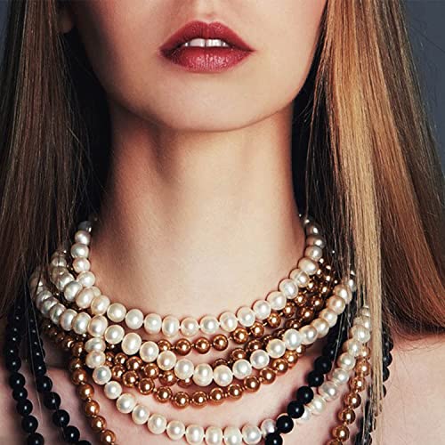 Wavlakth Black Pearl Beads for Jewelry Making, 1750pcs Black Pearl Craft Bead with Hole 4mm 6mm 8mm 10mm 12mm Loose Spacer Bead for Necklace Bracelet Earrings Ring Choker Wedding Dress Decor - Image 5