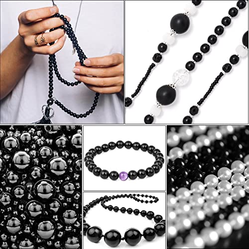 Wavlakth Black Pearl Beads for Jewelry Making, 1750pcs Black Pearl Craft Bead with Hole 4mm 6mm 8mm 10mm 12mm Loose Spacer Bead for Necklace Bracelet Earrings Ring Choker Wedding Dress Decor - Image 3