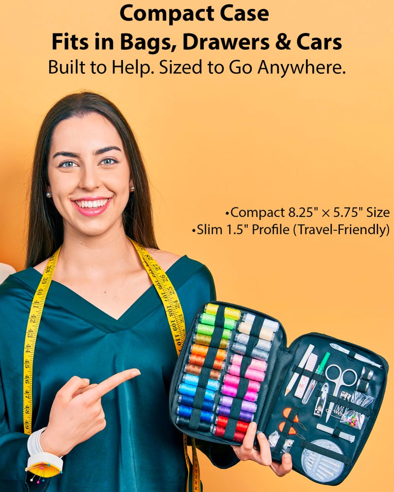 Vellostar Sewing Kit for Adults & Beginners - A Portable Hand Needle and Thread Kit with Premium Sewing Supplies and Accessories for Emergency Clothing Repairs, Travel, and Home Mending - Image 3