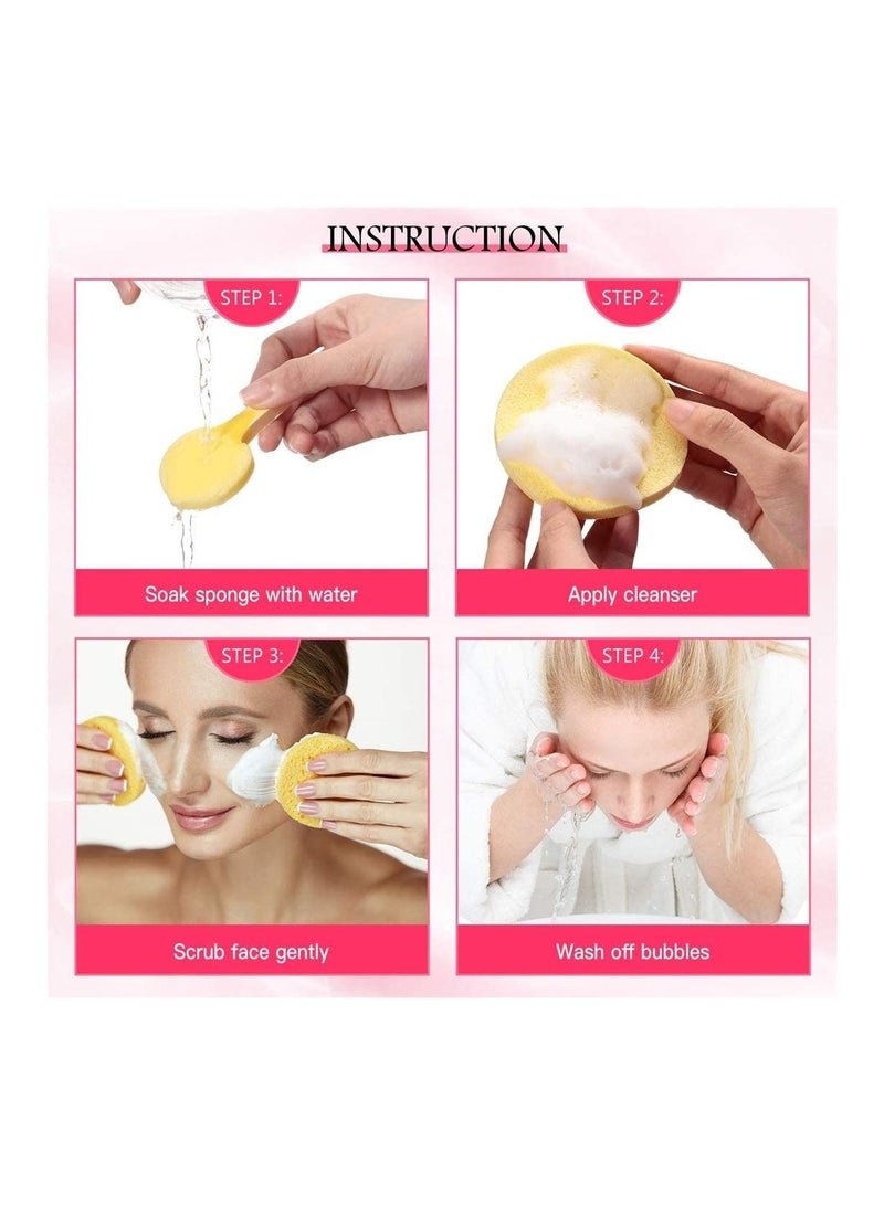 LA PERLA TECH  إسفنجة وجه مضغوطة، 72 قطعة إسفنجة تنظيف الوجه، إسفنجة إزالة المكياج، إسفنجة تقشير الوجه المستديرة - Image 3