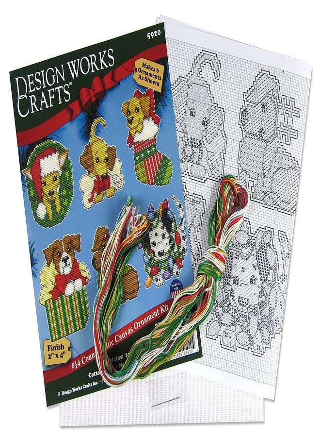 DesignWorks Ink Christmas Puppies Counted Cross Stitch Ornament Kit - Set/6 - Image 3