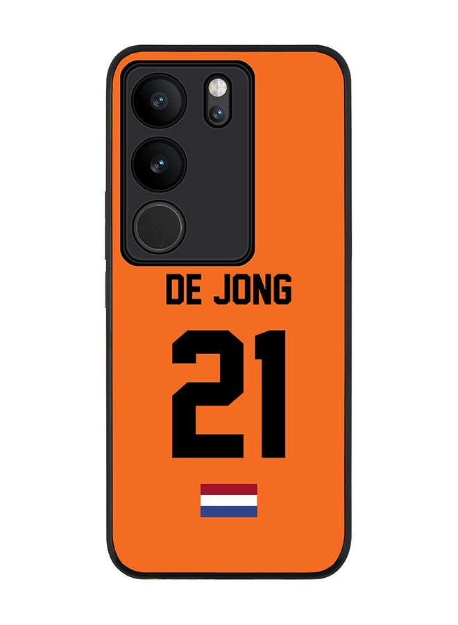 Stylizedd Rugged Black Edge case for Vivo V29 / Vivo V29 Pro / Vivo S17,Slim fit Flexible Cover - Football Team - Netherlands, Player Name - De Jong - Image 1