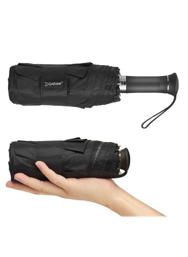 جي4فري مظلة سفر صغيرة وخفيفة الوزن من G4Free مقاس 46 بوصة، مظلة جيب محمولة فائقة النحافة، مقبض مدمج قابل للتمديد، حماية من الأشعة فوق البنفسجية بدرجة UPF 50+، حجم صغير مناسب لحقيبة الظهر وحقيبة اليد (أسود) - Image 1