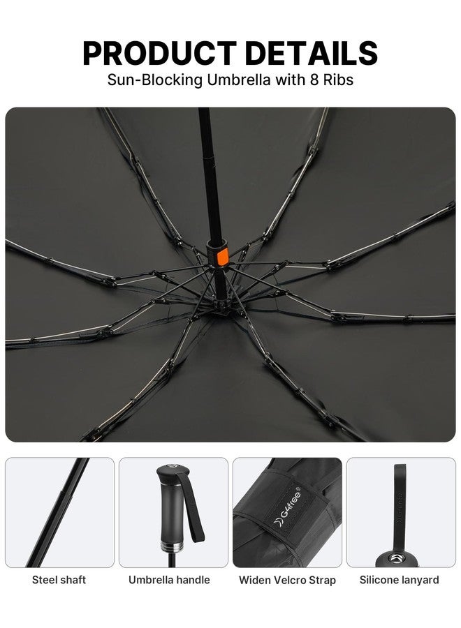 جي4فري مظلة سفر صغيرة وخفيفة الوزن من G4Free مقاس 46 بوصة، مظلة جيب محمولة فائقة النحافة، مقبض مدمج قابل للتمديد، حماية من الأشعة فوق البنفسجية بدرجة UPF 50+، حجم صغير مناسب لحقيبة الظهر وحقيبة اليد (أسود) - Image 5