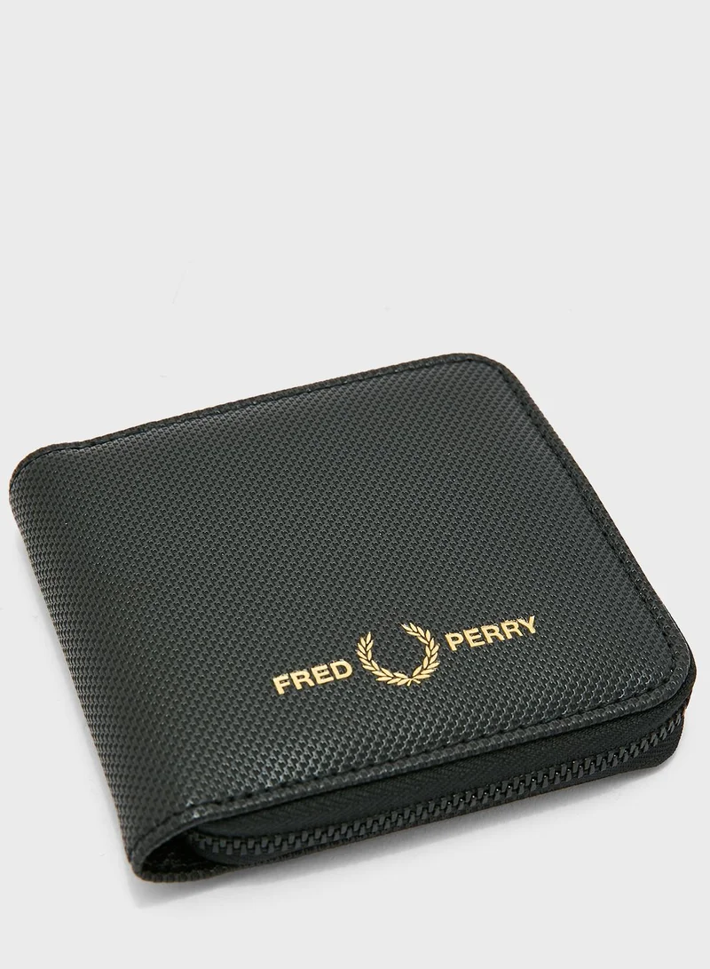 FRED PERRY Pique Textured Pu Zipper Around Wallet