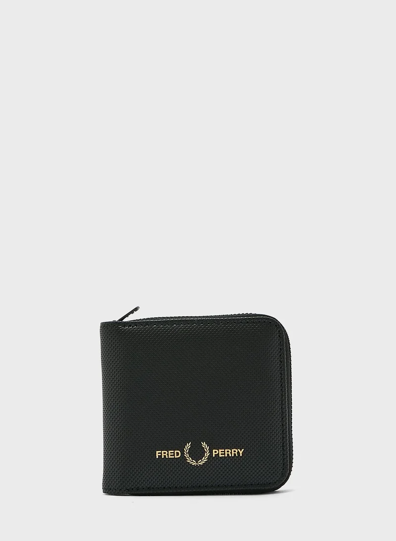 FRED PERRY Pique Textured Pu Zipper Around Wallet