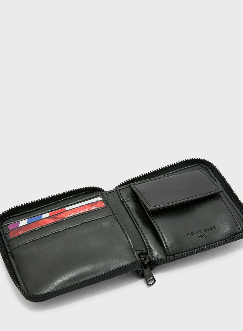 FRED PERRY Pique Textured Pu Zipper Around Wallet