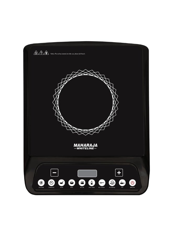 Maharaja Whiteline Marvello 13DX 1300W Smart Induction Cooktop| 7 Preset Indian Menus | Automatic Voltage Regulator | Pan Sensor Technology | Safe, Fast & Energy Efficient | Easy Clean Surface, Black - Image 1
