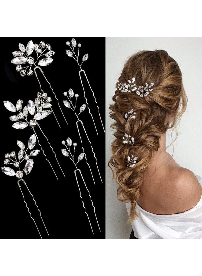La Jolie Jasmin 6 Pieces Bride Hair Pins Rhinestones Hair Accessories For Women Crystal Wedding Hair Piece For Bride Women Girls Bridesmaids(Silver) - Image 1