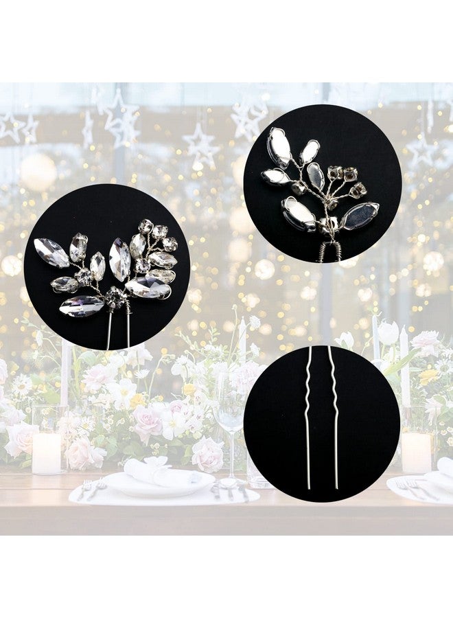 La Jolie Jasmin 6 Pieces Bride Hair Pins Rhinestones Hair Accessories For Women Crystal Wedding Hair Piece For Bride Women Girls Bridesmaids(Silver) - Image 3