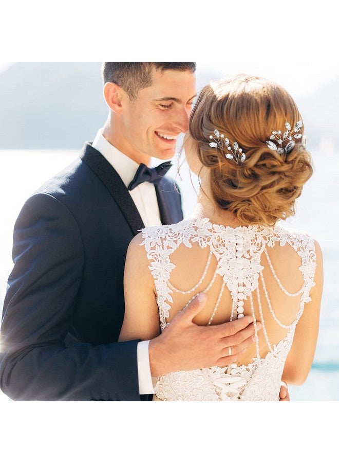 La Jolie Jasmin 6 Pieces Bride Hair Pins Rhinestones Hair Accessories For Women Crystal Wedding Hair Piece For Bride Women Girls Bridesmaids(Silver) - Image 2