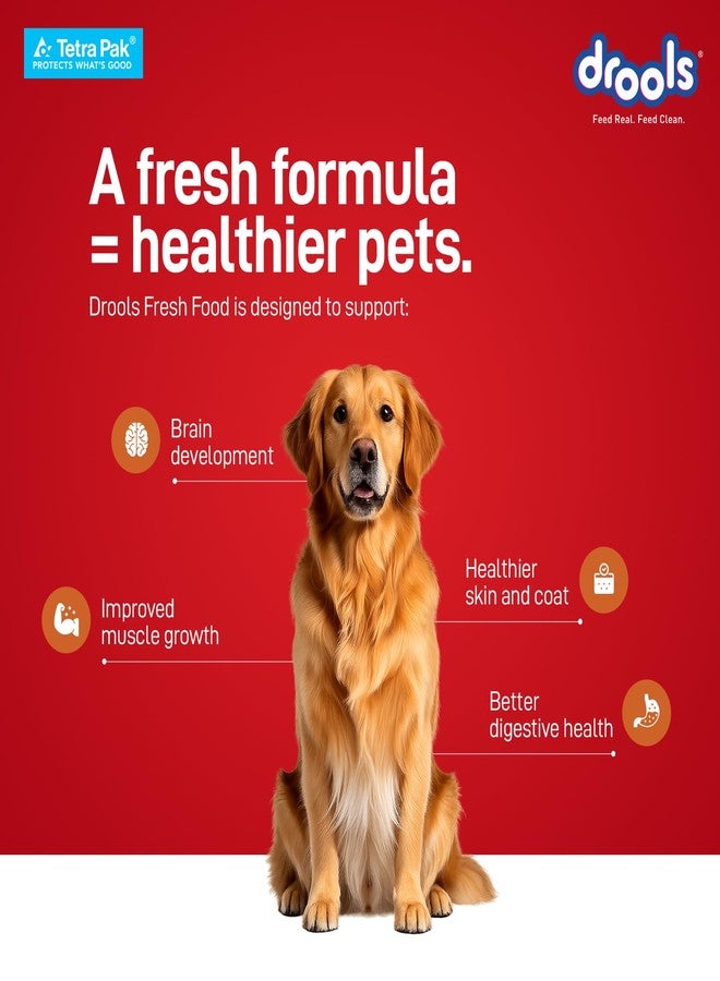 Drools Dog Fresh Food Tetra Pak Real Chicken & Pumpkin, for Adult & Puppy, 350g | High Protein, 90% Real Meat | No Preservatives | Retains Freshness & Flavours | Ready to Serve | One Pack Per Meal - Image 5