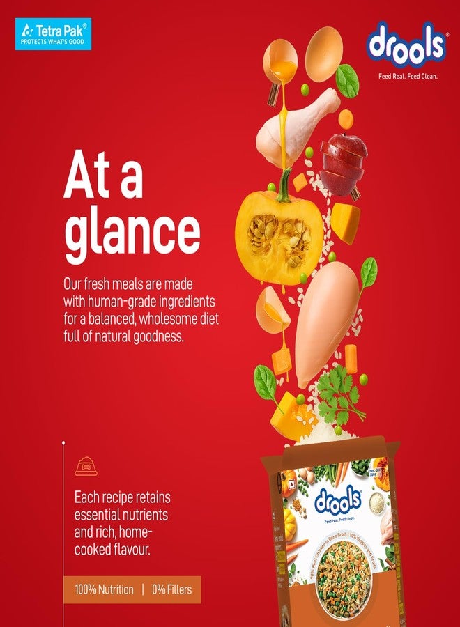 Drools Dog Fresh Food Tetra Pak Real Chicken & Pumpkin, for Adult & Puppy, 350g | High Protein, 90% Real Meat | No Preservatives | Retains Freshness & Flavours | Ready to Serve | One Pack Per Meal - Image 4