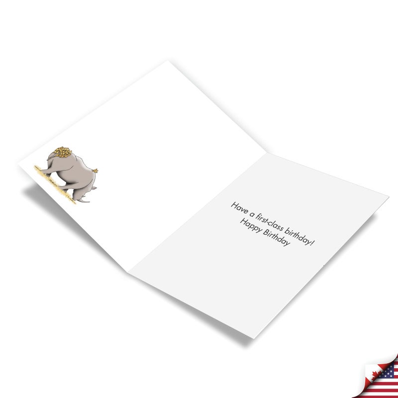NobleWorks Funny Birthday Paper Card with 5 x 7 Inch Envelope (1 Card) Bday First-Class Birds C3347BDG-UA - Image 2