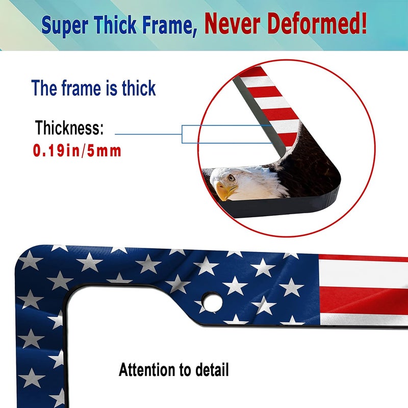 Smoaffly Eagle American Flag License Plate Frame - Decorative Aluminum Cover for Cars, SUVs, and Trucks - Image 5