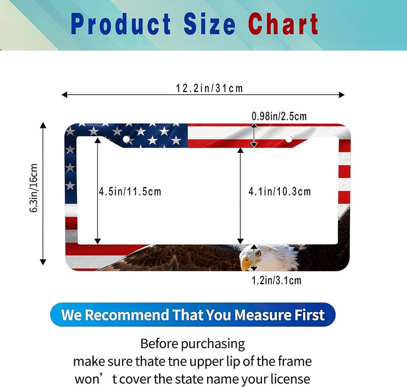 Smoaffly Eagle American Flag License Plate Frame - Decorative Aluminum Cover for Cars, SUVs, and Trucks - Image 3