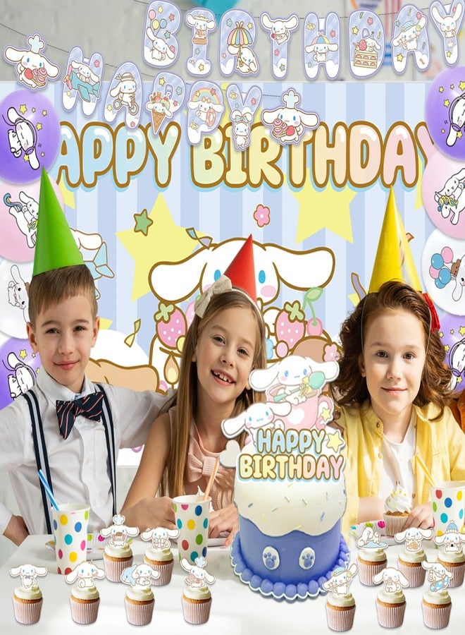 MUSNOW 42pcs Cinna-morolls Birthday Party Supplies Pack Includes，Banner，Cake Topper，Blackdrop,Balloons for Cinna-morolls party decoration - Image 5