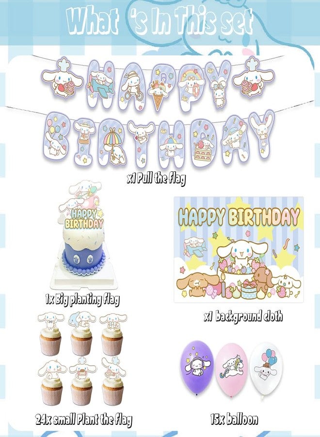 MUSNOW 42pcs Cinna-morolls Birthday Party Supplies Pack Includes，Banner，Cake Topper，Blackdrop,Balloons for Cinna-morolls party decoration - Image 2