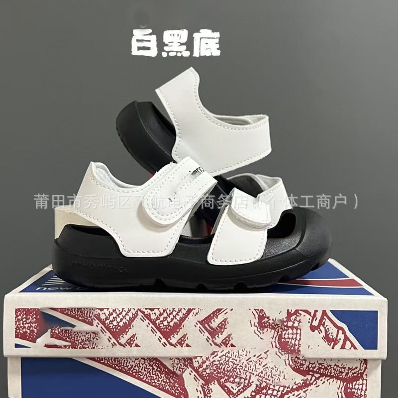 Tied Shoes Factory-Children'S Baotou Foot Protection Beach Velcro Sandals Non-Slip Soft Bottom Baby Sports Sandals - Image 3