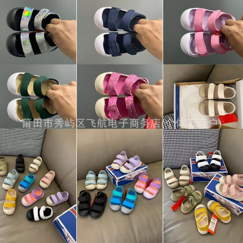 Tied Shoes Factory-Children'S Baotou Foot Protection Beach Velcro Sandals Non-Slip Soft Bottom Baby Sports Sandals - Image 2