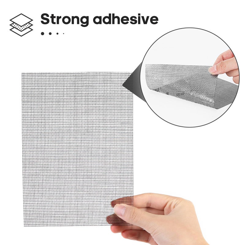 Secopad 5" x 7" Black/Grey Screen Repair Kit, 6 PCS Window Screen Patch Repair Tape for Mesh Window Door, Strong Adhesive Fiberglass Mesh Pacth Tape - Image 2