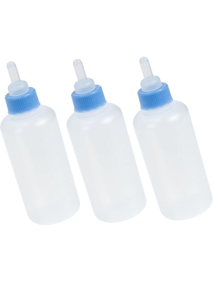 Pet Nursing Bottles 3pcs for Cats Dogs Newborn Feeding Size 8.5x3.5cm Blue Portable Leakproof - Image 1