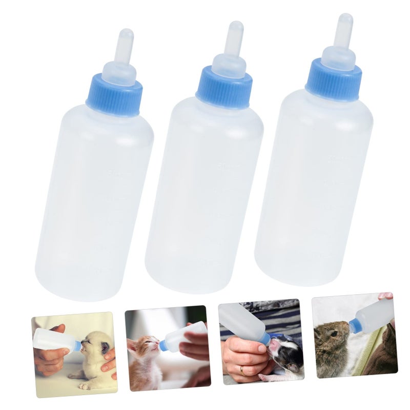 Pet Nursing Bottles 3pcs for Cats Dogs Newborn Feeding Size 8.5x3.5cm Blue Portable Leakproof - Image 3