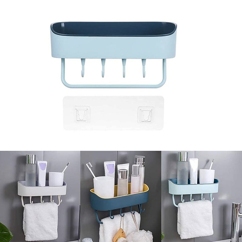 RIGJAK Multipurpose Kitchen Bathroom Wall Mount with Holder and Towel Rack Shampoo Holder Strong Magic Sticker Shower Basket Shelf No Drill Storage Rack Super Adhesive Organizer Multicolor - Image 5
