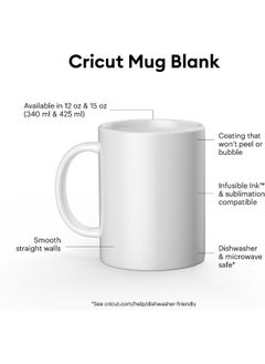Cricut Beveled Blank Mug Ceramic-Coated Dishwasher & Microwave Safe Mug To Decorate Mug Press & Infusible Ink Compatible 15 Oz Sublimation Mug Ideal For Crafts And Printing White - 2Pcs  - Image 2