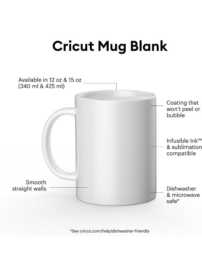 Cricut Beveled Blank Mug Ceramic-Coated Dishwasher & Microwave Safe Mug To Decorate Mug Press & Infusible Ink Compatible 15 Oz Sublimation Mug Ideal For Crafts And Printing White - 2Pcs - Image 2