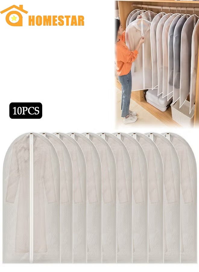 HOMESTAR 10 Pack Clear Garment Bags for Hanging Clothes with Full Zipper, Dust Proof Clothes Bag Travel Hanging Garment Bags for Closet Storage, Suit Bags for Long Clothes - Image 1