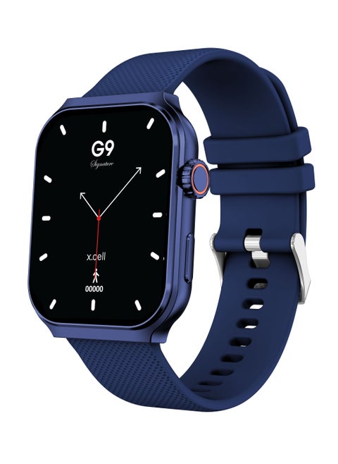 G9 Signature Unisex Smart Watch, 2.01” HD Display with IP67 Water Proof, Fitness Tracker with 107 Workout Options, 7+ Days Battery with Wireless Charging, Compatible with iOS & Android - Blue