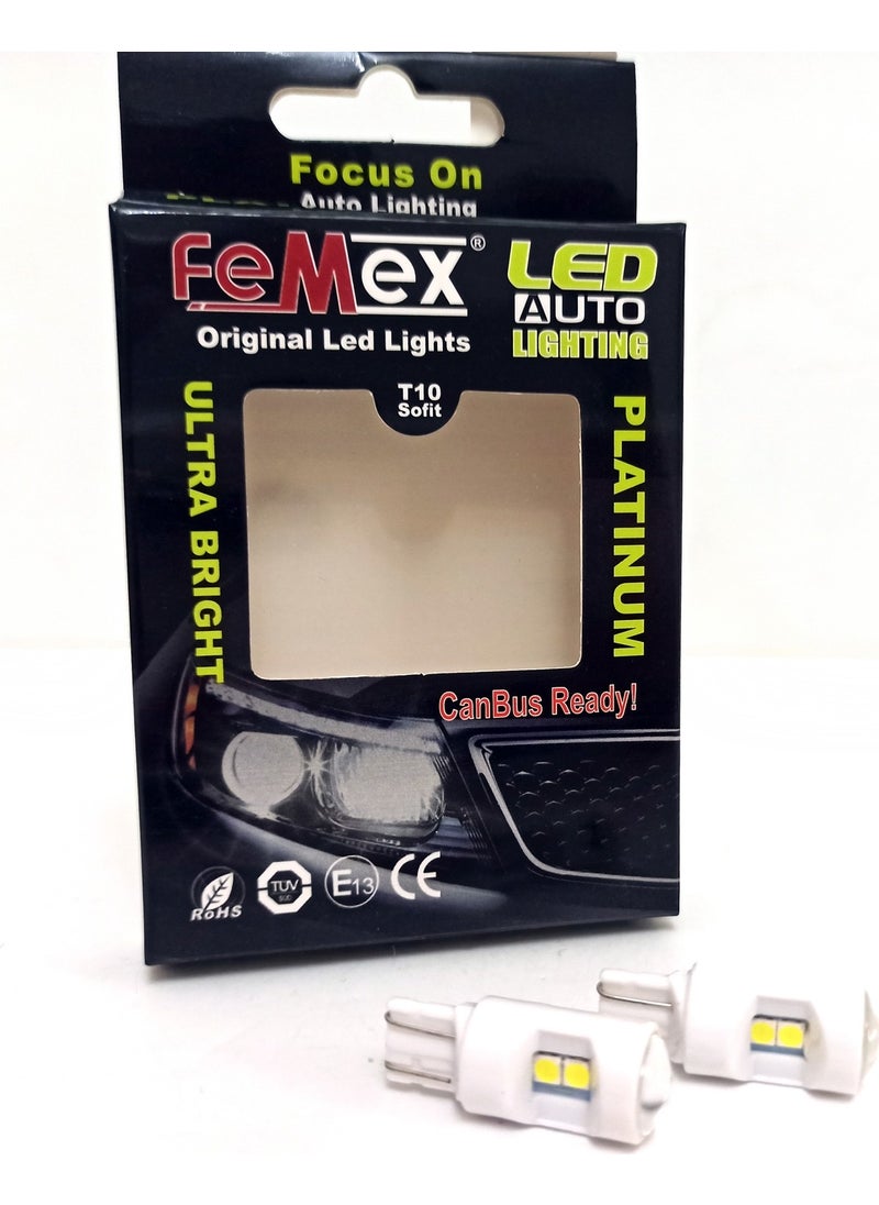 Femex - Platinum T10 White Color 6 LEDs Perfect Brightness 3030 Chipset Lens - Image 1