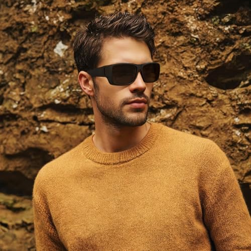 CAXMAN Fit Over Glasses Sunglasses Polarized Wrap Around Sunglasses with Side Window Shields for Men Women Full Protection Matte Black Frames Cat.4 Dark Black Lens 100% UV Protection - Image 2