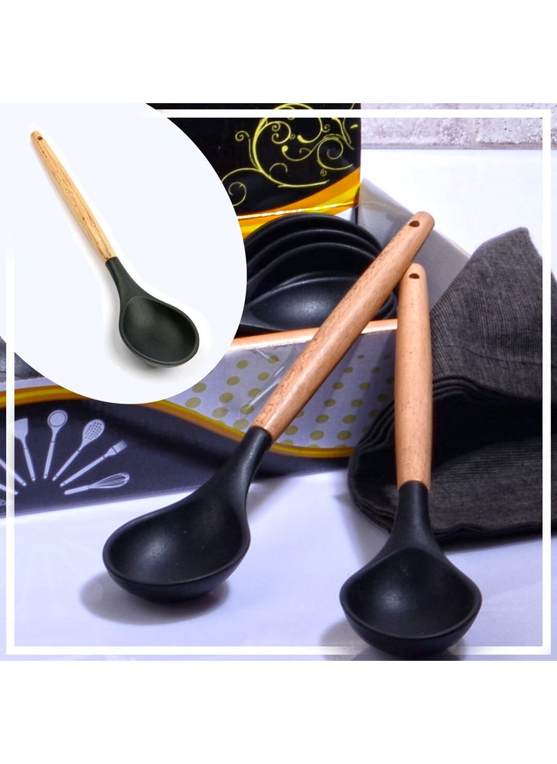 Hazarpazar Hazar Pazar Bamboo Handle Silicone Spoon - Black 