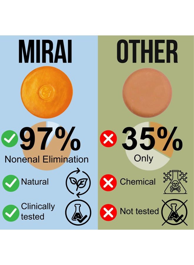 Mirai Clinical Persimmon Soap Bar for Old People Smell - Nonenal® Solution - Japanese Persimmon and Green Tea Extract - For Men and Women - Gentle on All Skin Types - Natural Body Odor Soap - Image 4