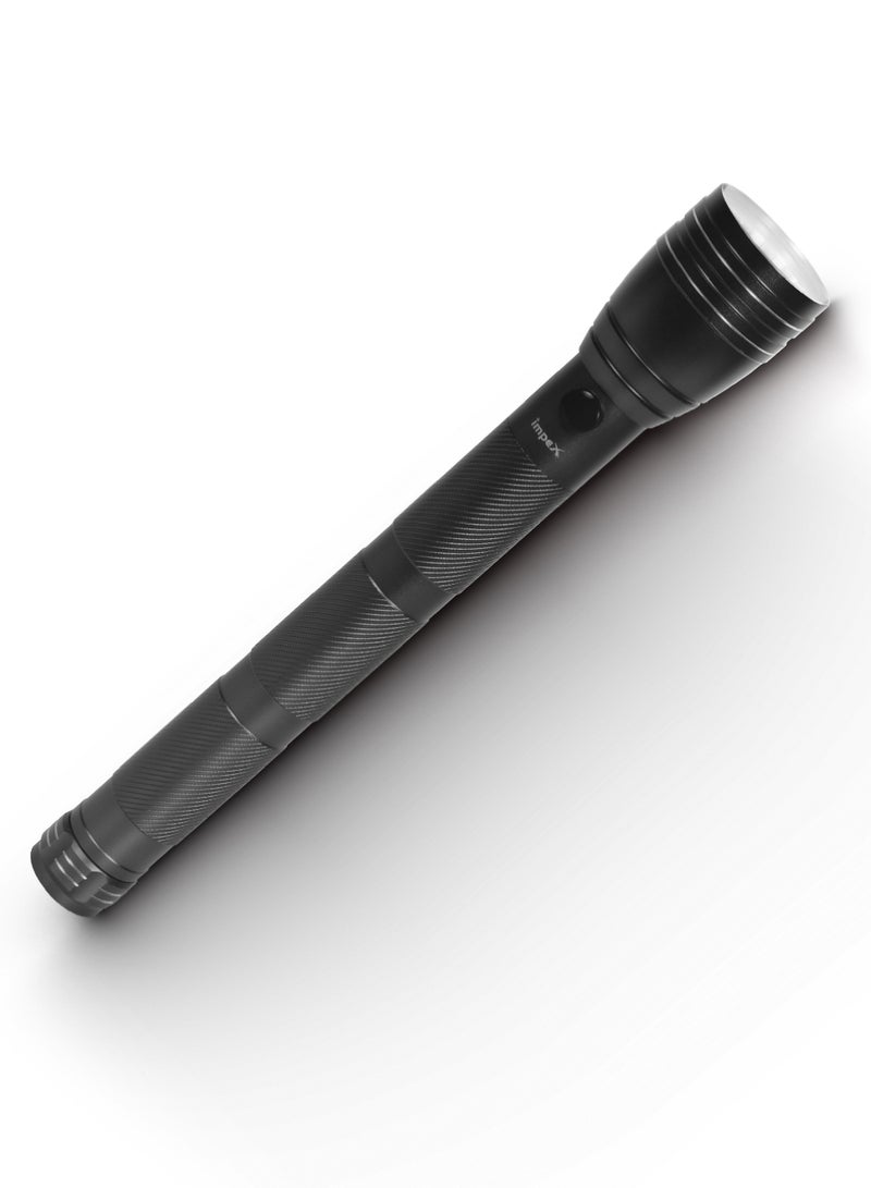 Impex Torch 10W Cree LED Rechargeable Flashlight | Aircraft Non-Corrosive Aluminum Body | Long Beam Range | Waterproof up to 1 Meter | 5000mAh Li-ion Battery | Durable Switch | Wide Voltage DC Adapter  - Image 1