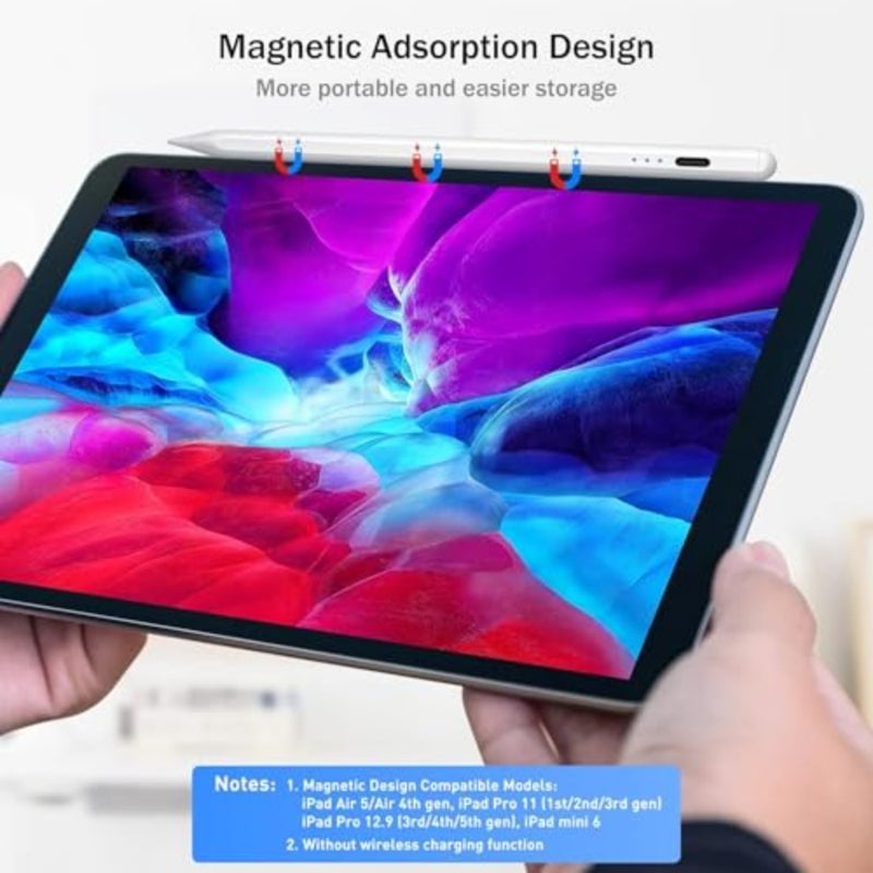 قلم ستايلس عالمي لشاشات اللمس، طرف بوم مغناطيسي قابل لإعادة الشحن، قلم ستايلس لجهاز Android/iPad/Pro/Air/Mini/iPhone/Samsung/Lenovo/iOS/وأجهزة الهواتف الذكية الأخرى - Image 5