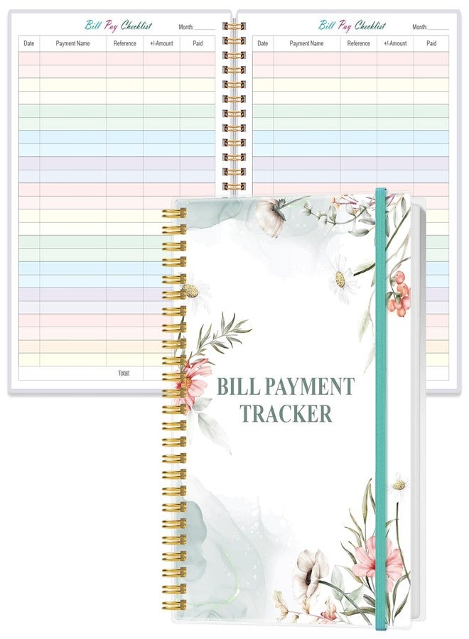 Yaridar Bill Tracker Notebook - Monthly Bill Organizer & Planner for Personal Budgeting Financial, Monthly Bill Payment Checklist, 8.5" x 11", Pink Flowers - Image 1
