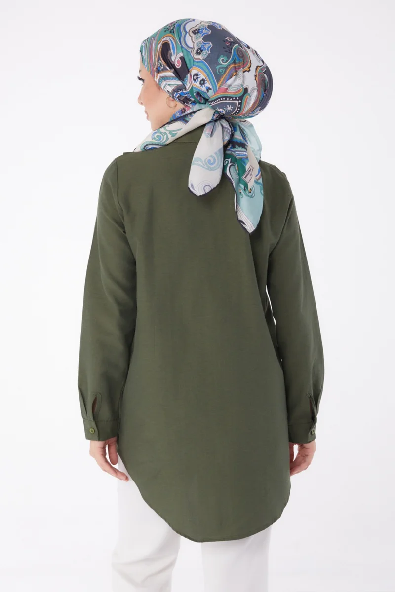 Tofisa Plain Shirt Collar Women's Khaki Shirt - 13247