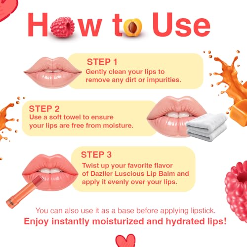 Dazller Luscious Lipbalm, 4G, Bonanza Pack of 4, Lip Care Essential, Glossy Tint, Soft and Nourished Lips All Day, No Discolouration, Vegan & Cruelty-Free, Multicolor - Image 3