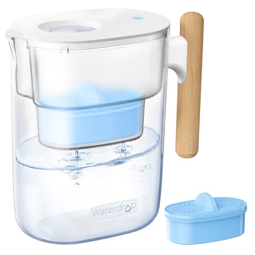 Waterdrop Alkaline Chubby 10-Cup Large Water Filter Pitcher with 1 Filter, Healthy, Clean & Toxin-Free Mineralized Alkaline Water (100 Gallons), Up to PH 9.5, BPA Free - Image 1