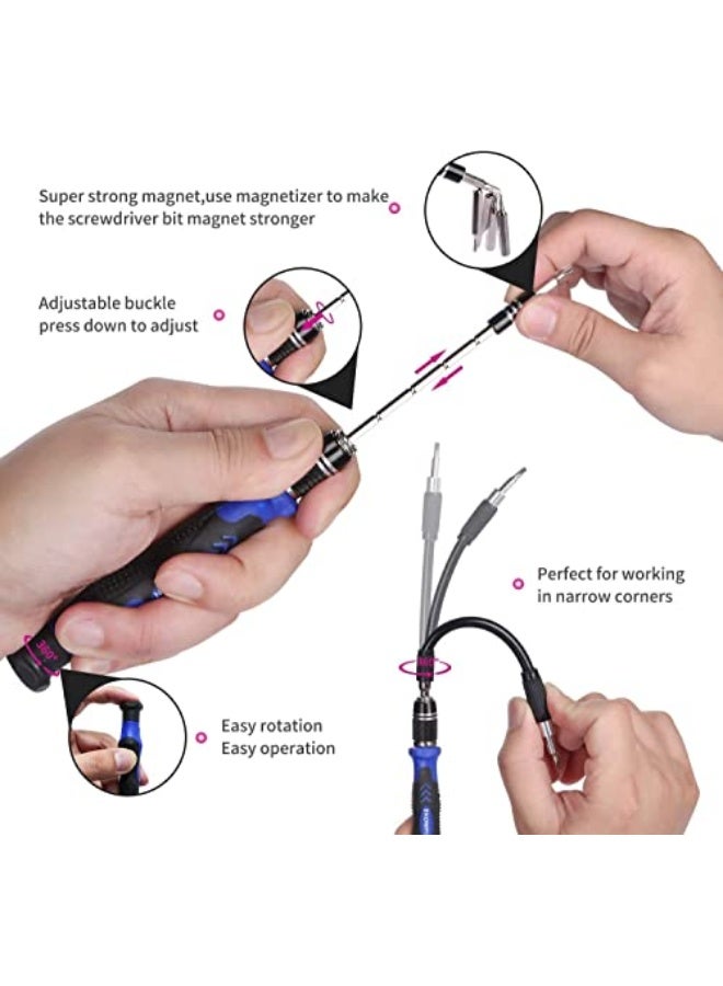 مجموعة مفكات دقيقة 115 في 1، تشمل مفكات مغناطيسية ومفكات كهربائية مع حقيبة محمولة لإصلاح الكمبيوتر والهواتف المحمولة وأجهزة الكمبيوتر الشخصي وآيفون والتابلت، باللون الأزرق. - Image 4