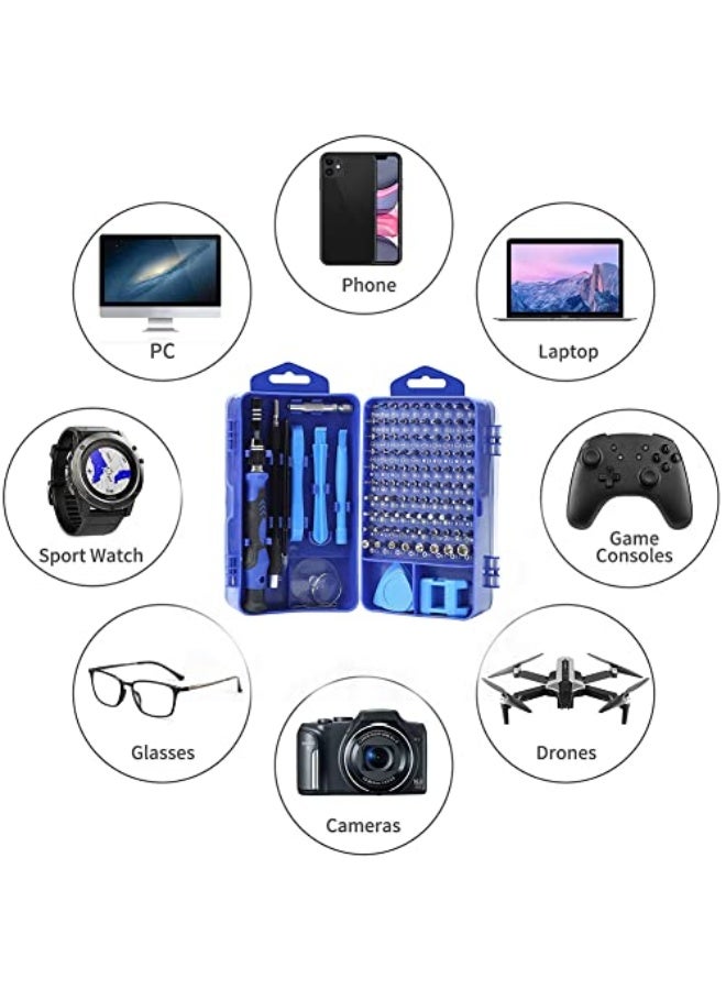 مجموعة مفكات دقيقة 115 في 1، تشمل مفكات مغناطيسية ومفكات كهربائية مع حقيبة محمولة لإصلاح الكمبيوتر والهواتف المحمولة وأجهزة الكمبيوتر الشخصي وآيفون والتابلت، باللون الأزرق. - Image 5